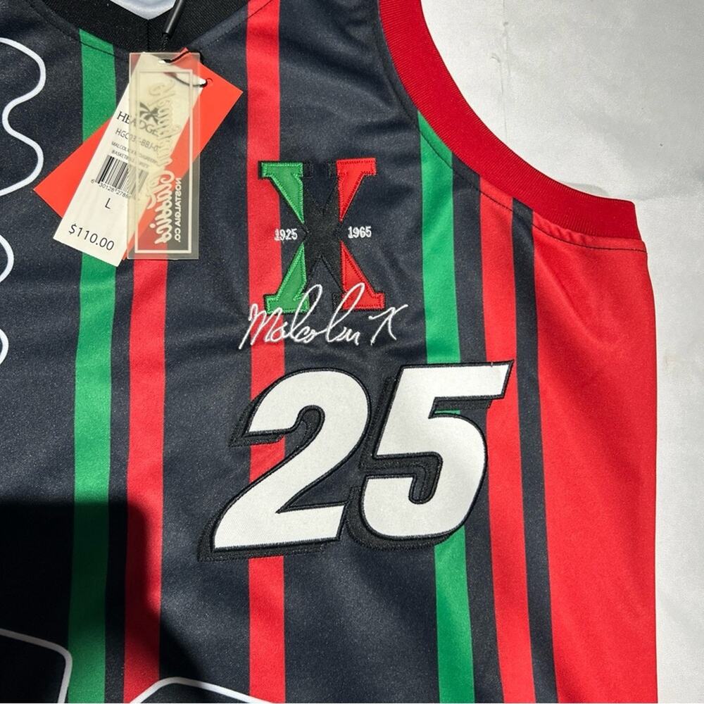 Malcom X Red/Green Basketball Jersey Headgear Classics Size L MSRP $110 - Picture 4 of 7